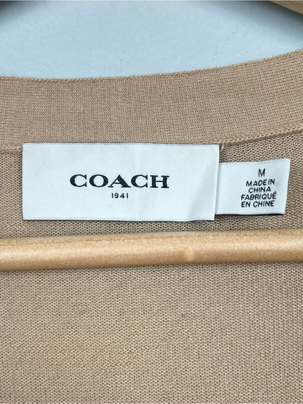 Coach 1941 women’s tan merino Rexy Patch Cardigan, medium. - Picture 7 of 7